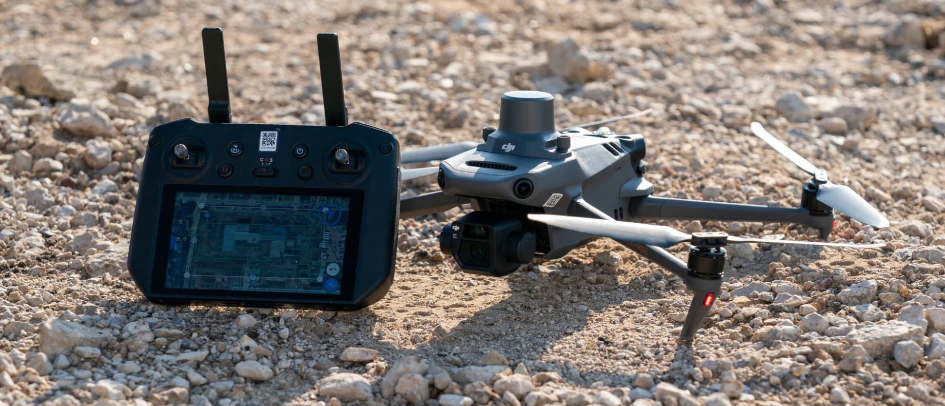DJI M3E with RC Pro controller on survey ground