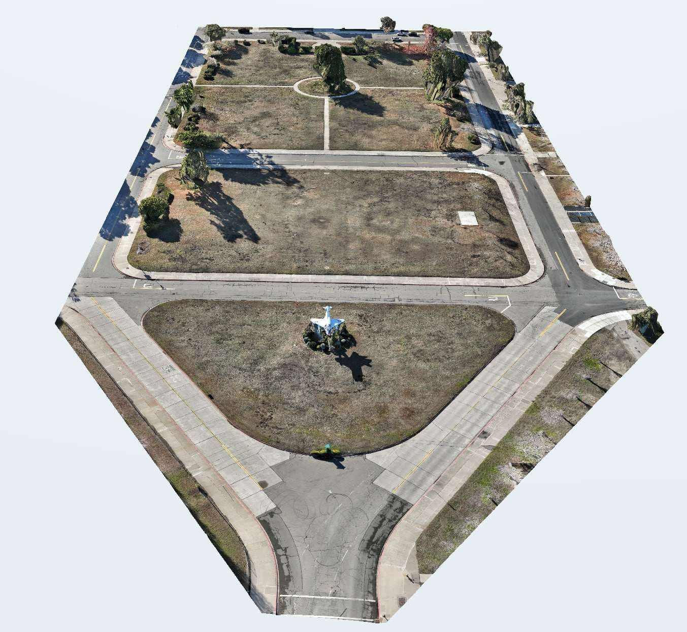 Real drone orthomosaic survey map top-down view